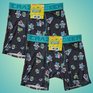 2 CRAZY BOXER Spongebob American Football Boxer Briefs Men Medium NWT